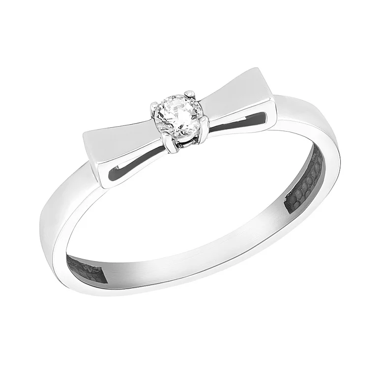 Тонкое серебряное кольцо "Бантик" с фианитом. Артикул 7501/15081р: цена, отзывы, фото – купить в интернет-магазине AURUM