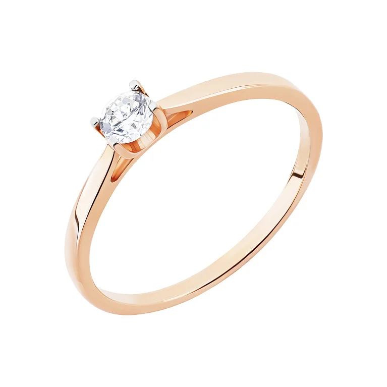 Кольцо из красного золота с бриллиантом - 2135657