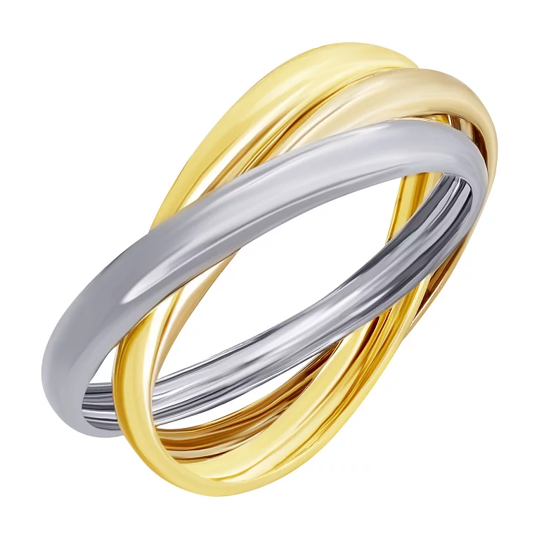 Кольцо из комбинированного золота "Тринити". Артикул 2072607: цена, отзывы, фото – купить в интернет-магазине AURUM