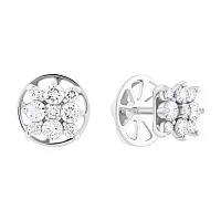 Сережки у білому золоті "Квітка" з діамантами - 2137960