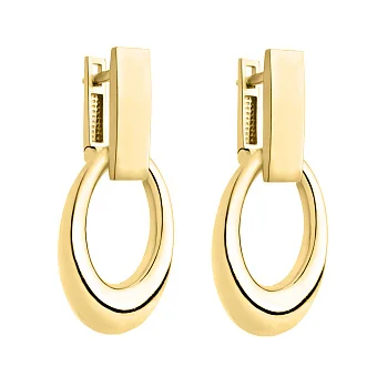 Сережки с овальным подвесом из лимонного золота - 1781166