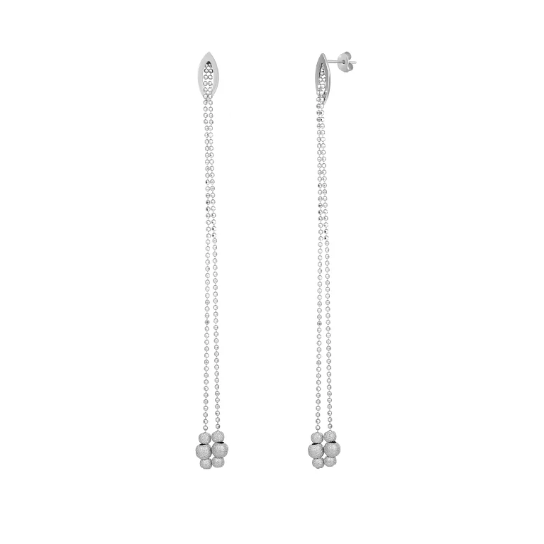 Сережки-гвоздики зі срібла з підвісними кулями. Артикул 7518/8822Р: ціна, відгуки, фото – купити в інтернет-магазині AURUM