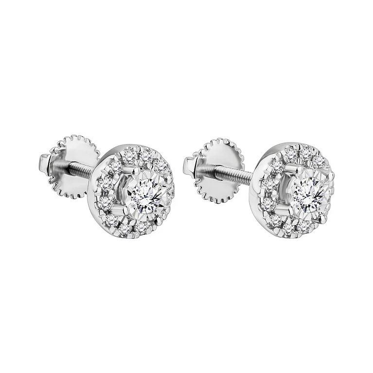 Золоті сережки-гвоздики з діамантами. Артикул С341080020б: ціна, відгуки, фото – купити в інтернет-магазині AURUM