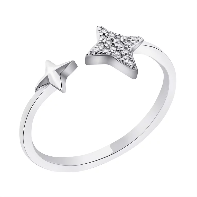 Незамкнутое серебряное кольцо "Звездочки" с фианитами. Артикул 7501/6165: цена, отзывы, фото – купить в интернет-магазине AURUM
