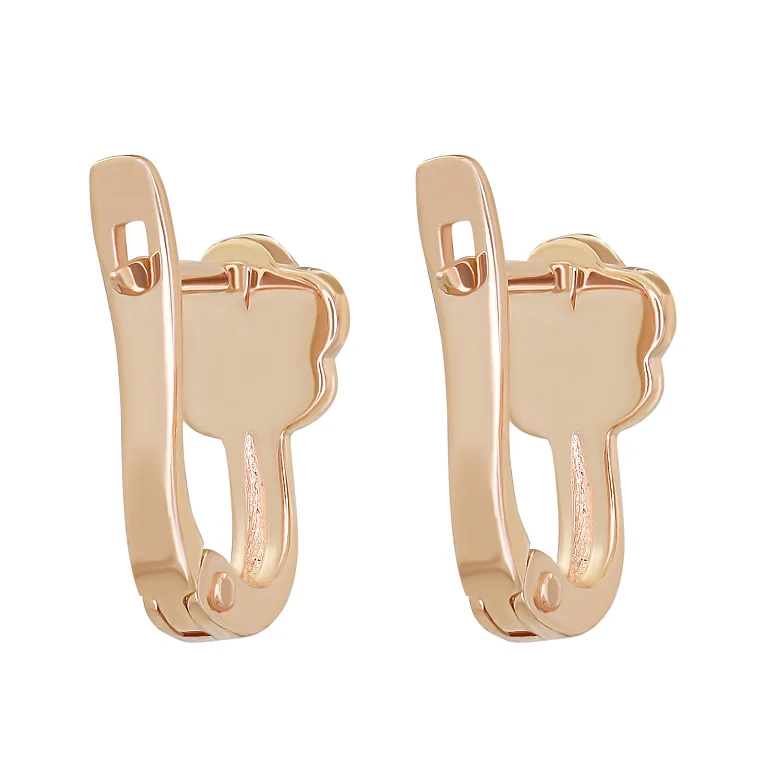 Сережки дитячі з червоного золота з емаллю "Квіточка" - 964085