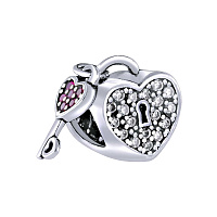 Срібний шарм "Серце і ключик" з цирконієм. Артикул 84726рб*: ціна, відгуки, фото – купити в інтернет-магазині AURUM
