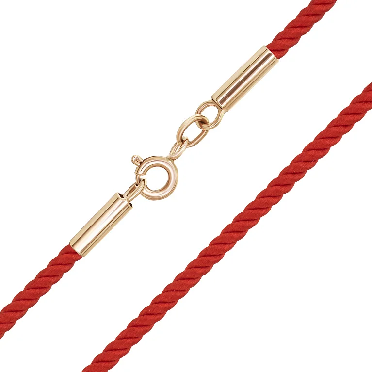 Красный шелковый шнурок с золотой застежкой - 2127823