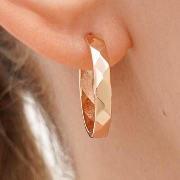Серьги-кольца из красного золота с гранями - 1683921