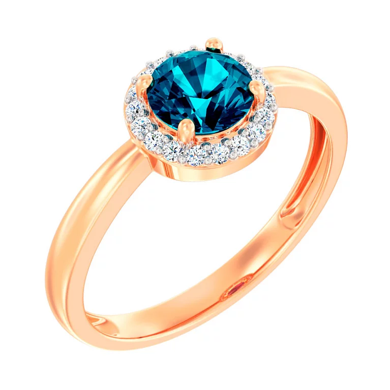Золотое кольцо с топазом лондон и фианитами. Артикул 141152Пл: цена, отзывы, фото – купить в интернет-магазине AURUM