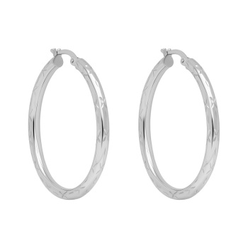 Сережки-кольца из белого золота с алмазной гранью - 1737828