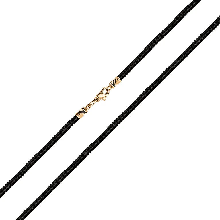 Ювелирный шнурок с замком из красного золота с чернением - 637486