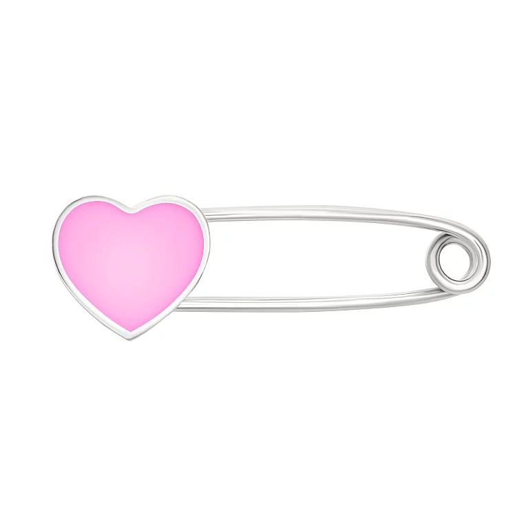 Срібна шпилька з рожевою емаллю "Сердечко". Артикул 7511/8222eroz/61: ціна, відгуки, фото – купити в інтернет-магазині AURUM