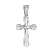 Крестик в белом золоте декоративный с бриллиантом - 1514607