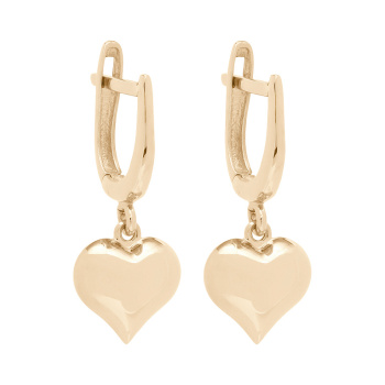 Сережки с подвесным сердечком из красного золота - 1737508