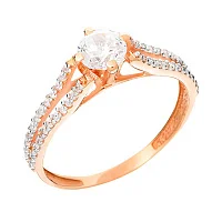 Кольцо из красного золота с фианитами - 968786