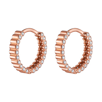 Серьги-кольца из красного золота с дорожкой фианитов - 2170998