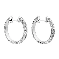 Сережки-кільця з білого золота з діамантами - 1980488