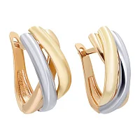 Сережки "Трініті" з комбінованого золота - 890857