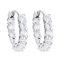 Серьги-кольца из серебра с дорожкой фианитов - 1550055 Серьги-кольца из серебра с дорожкой фианитов - 1550055