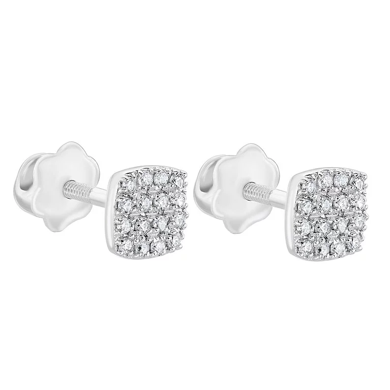 Золоті сережки-гвоздики "Квадрати" з діамантами . Артикул С341331010б: ціна, відгуки, фото – купити в інтернет-магазині AURUM