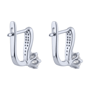 Серебряные серьги с фианитами  - 2258452