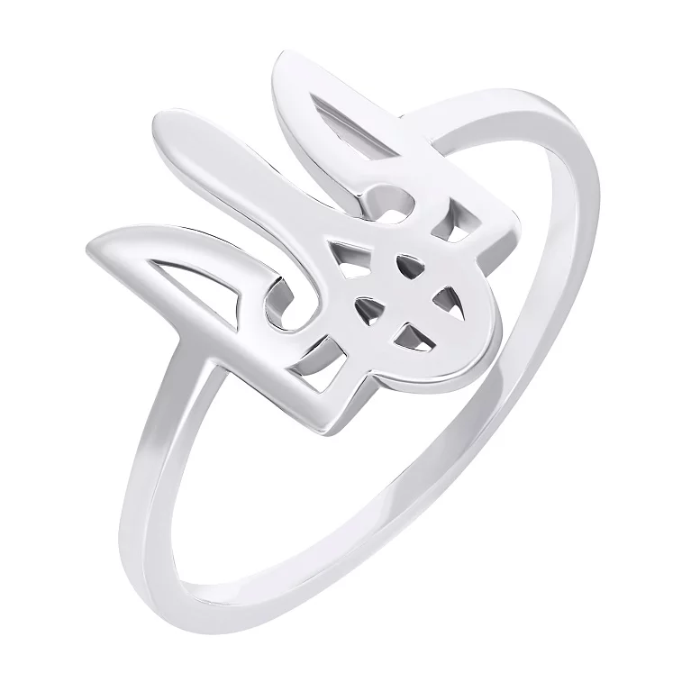 Кольцо из серебра "Герб Украины-Тризуб" с родированием. Артикул 7501/К2/1210: цена, отзывы, фото – купить в интернет-магазине AURUM