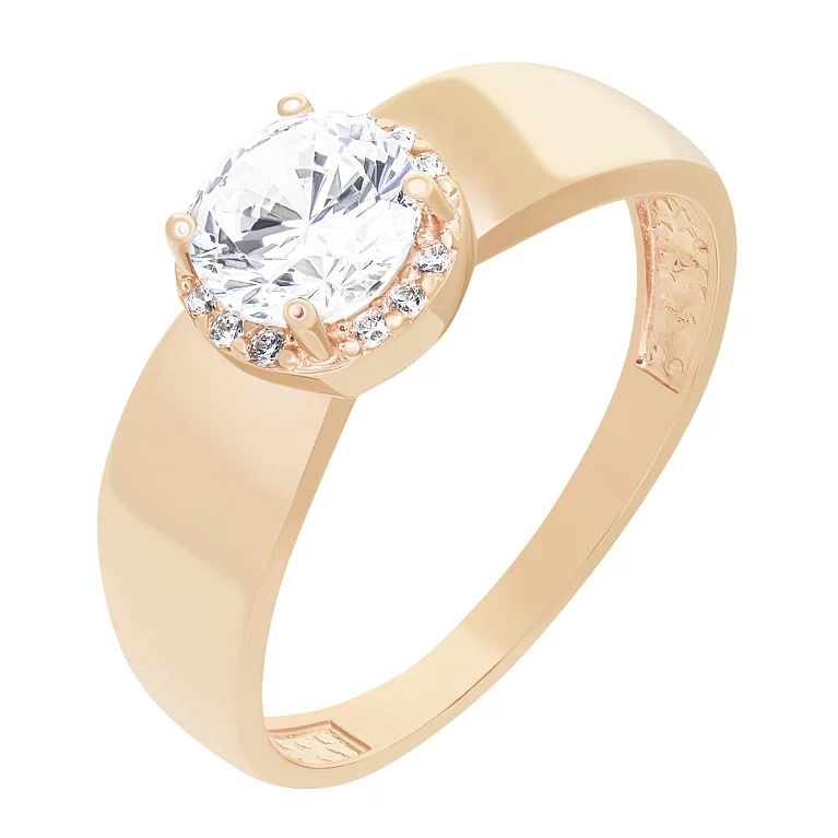 Кольцо для помолвки золотое с фианитами. Артикул 115421: цена, отзывы, фото – купить в интернет-магазине AURUM