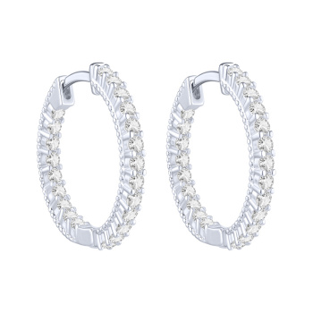Сережки-кольца из серебра с фианитами - 2279899