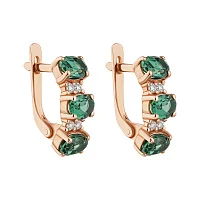 Сережки у червоному золоті з кварцем та фіанітами - 2178340