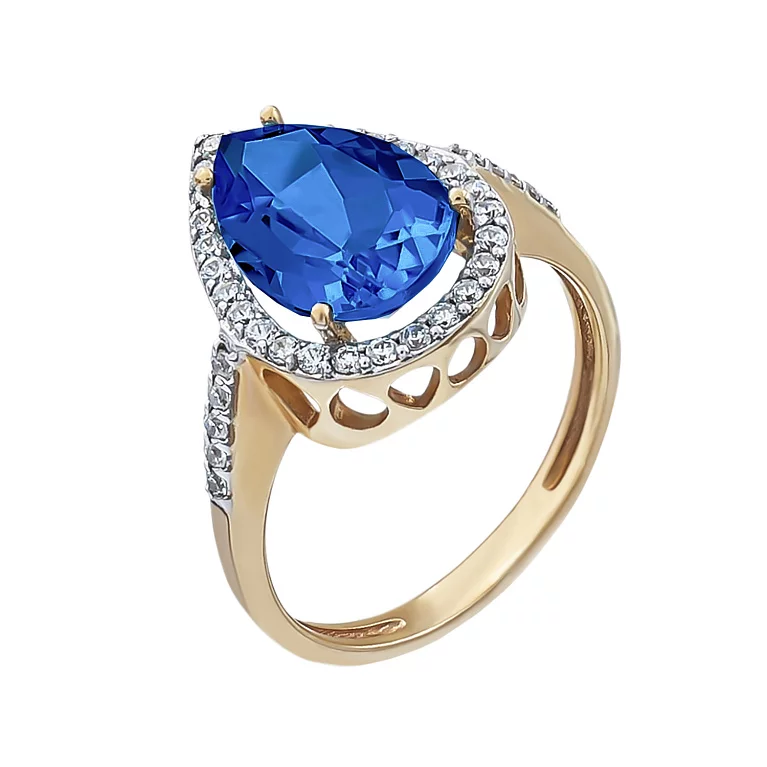 Золотое кольцо с топазом лондон и фианитами. Артикул 1190435101/8: цена, отзывы, фото – купить в интернет-магазине AURUM