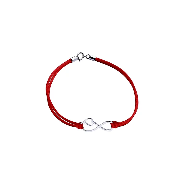 Браслет червона нитка зі срібними вставками "Нескінченність" у серці. Артикул 7309/Б2К/909: ціна, відгуки, фото – купити в інтернет-магазині AURUM