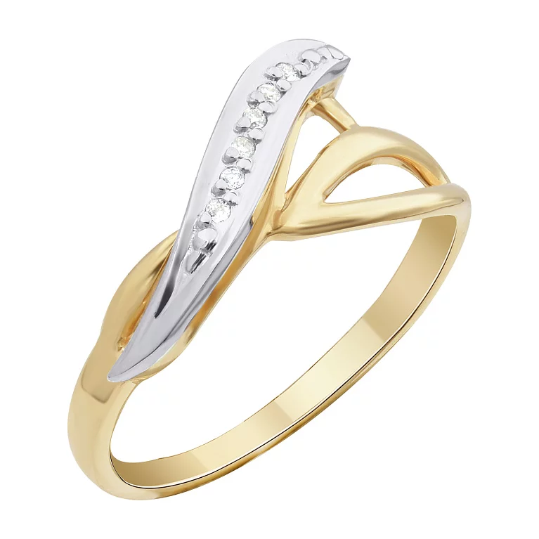 Кольцо из комбинированного золота с бриллиантами. Артикул 52016/1: цена, отзывы, фото – купить в интернет-магазине AURUM