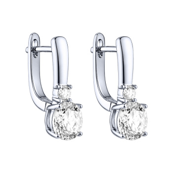 Серебряные серьги с фианитами  - 2260792
