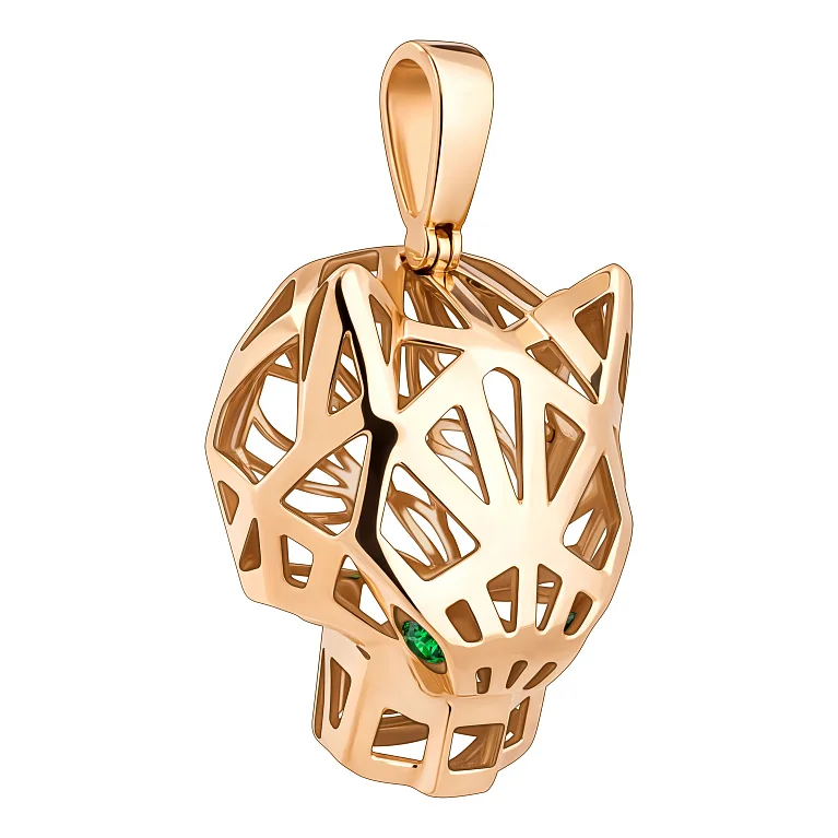 Підвіска з червоного золота "Пантера" з фіанітами - 2210734