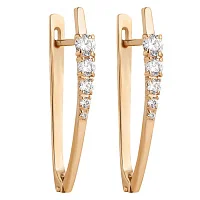 Сережки из красного золота с фианитом - 952494