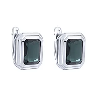 Серебряные серьги "Геометрия" с топазом лондон - 2021173