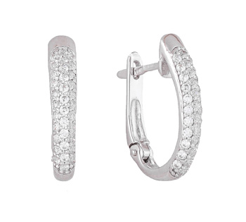 Сережки из белого золота с фианитами - 771736