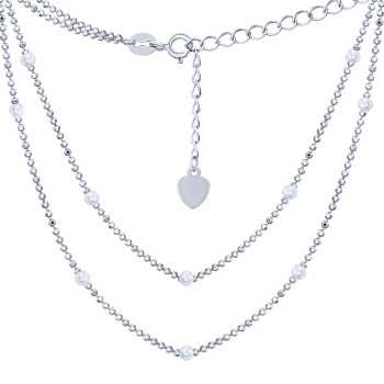 Колье из серебра с шариками плетение гольф - 1552964