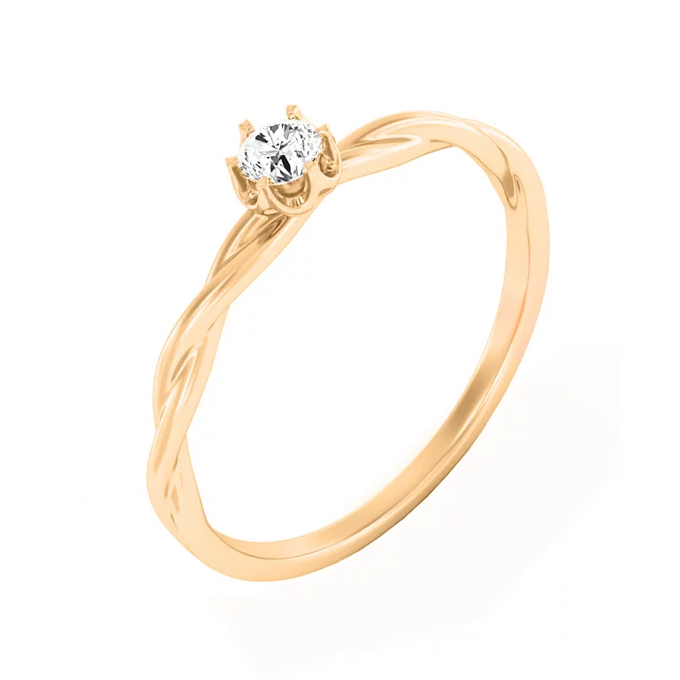 Золотое кольцо для помолвки с фианитом. Артикул 140008: цена, отзывы, фото – купить в интернет-магазине AURUM