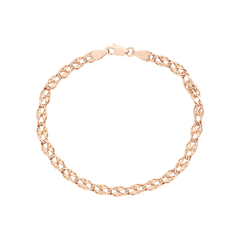 Браслет плетіння струмочок з червоного золота - 1498914