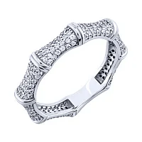 Фігурна срібна каблучка з розсипом фіанітів - 2091853