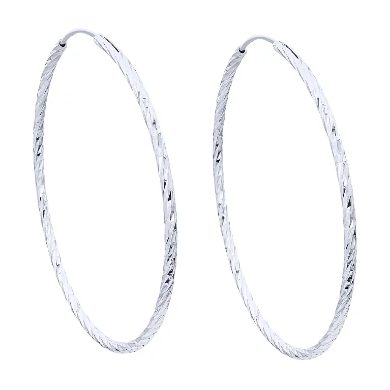 Серьги-кольца серебряные с алмазной гранью. Артикул 7502/2146773: цена, отзывы, фото – купить в интернет-магазине AURUM