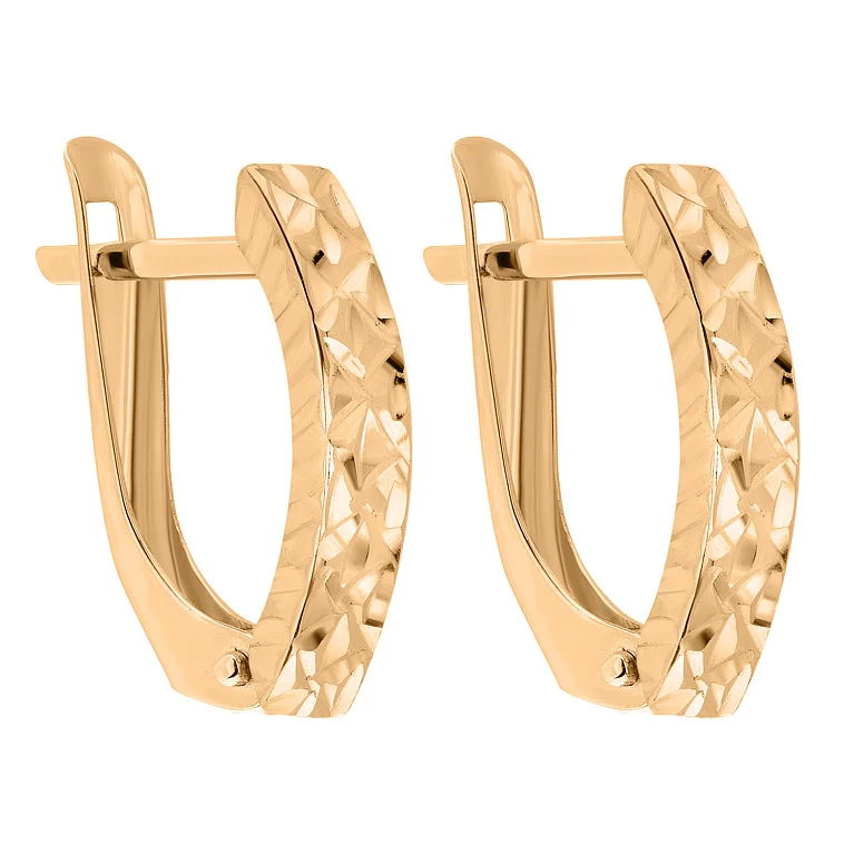 Сережки з алмазною гранню золоті. Артикул 121711: ціна, відгуки, фото – купити в інтернет-магазині AURUM