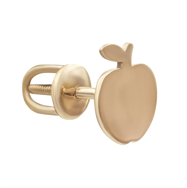 Серьга-гвоздик из красного золота в форме яблочка. Артикул 2506875101: цена, отзывы, фото – купить в интернет-магазине AURUM