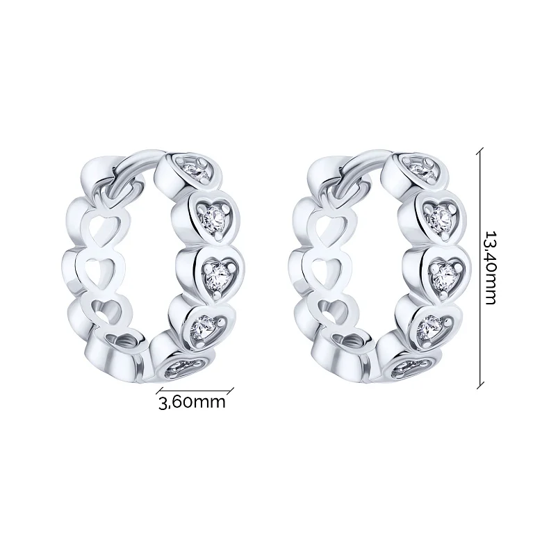 Серьги-кольца "Сердца" из серебра - 2123389