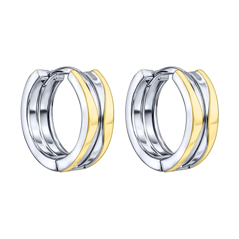 Серьги-кольца из серебра с желтым родированием - 2187017