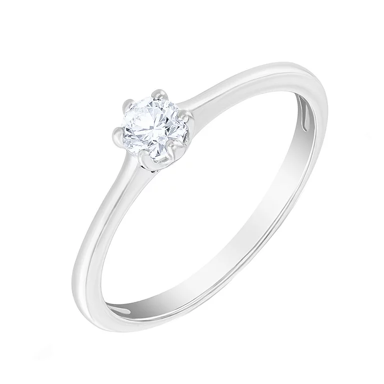 Каблучка для заручин з білого золота з діамантом . Артикул К341259015б: ціна, відгуки, фото – купити в інтернет-магазині AURUM