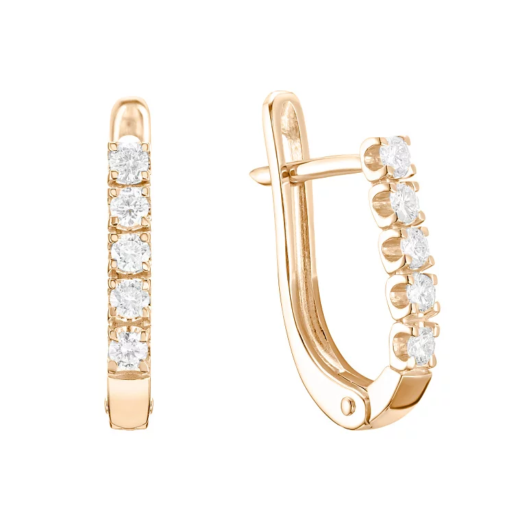 Золоті сережки з доріжкою діамантів. Артикул С2773: ціна, відгуки, фото – купити в інтернет-магазині AURUM