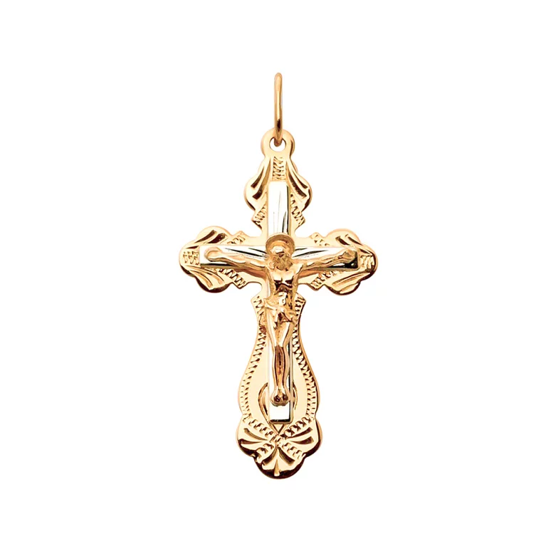 Хрестик із червоного золота православний. Артикул 524801: ціна, відгуки, фото – купити в інтернет-магазині AURUM