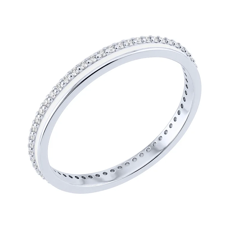 Серебряное кольцо с эмалью и дорожкой фианитов - 2159481